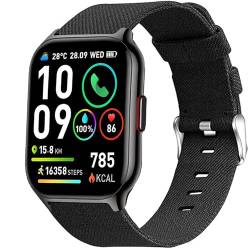 Lamshaw Kompatibel mit SKG V7-2 Smartwatch-Armband, atmungsaktives Nylon-gewebtes Gewebe, Ersatzzubehör, kompatibel mit SKG V7-2 5 cm Smart Watch (schwarz) von Lamshaw