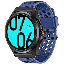 Lamshaw Kompatibel mit Ticwatch Pro 5 Smartwatch-Bändern, Silikon-Ersatzarmbänder Sportarmband mit Metallschnalle, kompatibel mit Ticwatch Pro 5 Android Smartwatch (blau) von Lamshaw