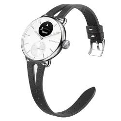 Lamshaw Kompatibel mit Withings Smartwatch-Bändern, 18 mm, 20 mm, schlankes Vintage-Lederarmband, Ersatz für Damen und Herren, Armbandzubehör (20 mm große Bänder, schwarz) von Lamshaw