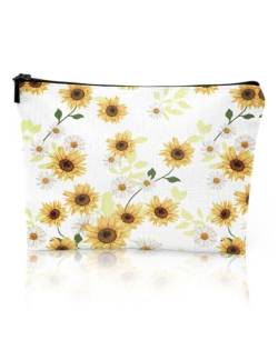 Lamtwbos Kosmetiktasche aus Leinen, Sonnenblumen-Make-up-Tasche, 9×7inches von Lamtwbos