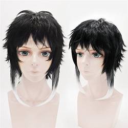 LanTing Cosplay Perücke Bungou Stray Dogs Ryunosuke Akutagawa Black Mix Cosplay Party Fashion Anime Human Costume Full wigs Synthetic Haar Heat Resistant Fiber von LanTing