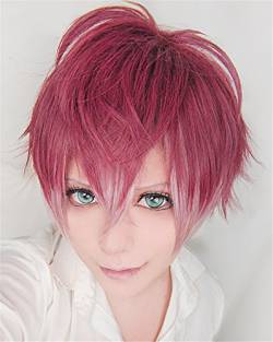 LanTing Cosplay Perücke DIABOLIK LOVERS Sakamaki Ayato Wine Red Mix Cosplay Party Fashion Anime Human Costume Full wigs Synthetic Haar Heat Resistant Fiber von LanTing