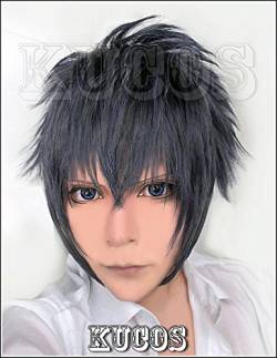 LanTing Cosplay Perücke Final Fantasy XV,FF15 Noctis Lucis Caelum Black Blue Mix Perücke Corta Cosplay Party Fashion Anime Human Costume Full wigs Synthetic Haar Heat Resistant Fiber von LanTing