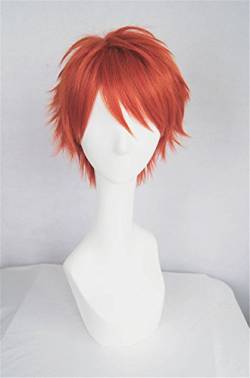 LanTing Cosplay Perücke Mystic Messenger 707 Red Perücke Corta Cosplay Party Fashion Anime Human Costume Full wigs Synthetic Haar Heat Resistant Fiber von LanTing