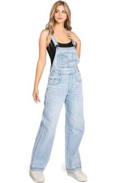 Lana Roux 90er Retro Revolt Latzhose Utility Denim Jumpsuit Jeans Overall, Light Denim, Medium von Lana Roux