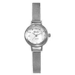 Lancardo Damen Edelstahl Mesh Armband Uhren Silber Ultra Dünne Analoge Quarz Strass Armbanduhr, elegant Casual Armbanduhr für Frauen von Lancardo