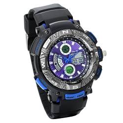 Lancardo Herren Armbanduhr, Digitales Quarzwerk Sportuhr Multifunktionale Dual Time,Rubber Band, Kautschuk Legierung, Blau von Lancardo