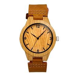 Lancardo Herren Damen Holz Armbanduhr Analog mit Leder Echtleder Armband Uhr braun von Lancardo
