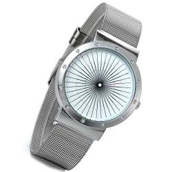 Lancardo Herren Damen Ultra dünnes Cool Armbanduhr mit Mesh Edelstahl Armband, silber weiss von Lancardo