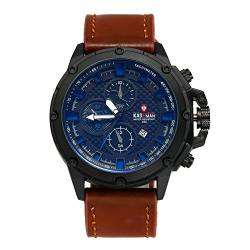 Lancardo Herren Leder Armbanduhr blau braun Wasserdicht Business Casual Analog Quarz Sport Uhr Stoppuhr mit Lederarmband Tachymeter Uhr von Lancardo