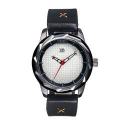 Lancardo Herren Mode Analog Quarzuhr Armband mit Lederband Jungen Rund Schwarz Weiß Armbanduhren von Lancardo