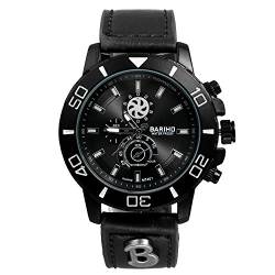 Lancardo Herren Uhren Lederarmband schwarz Männer Leder Chronograph Analog Quarz Stoppuhr Sport Armbanduhr von Lancardo