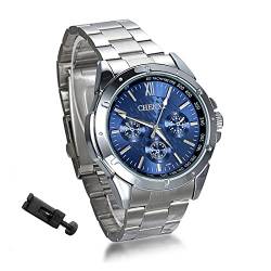 Lancardo Herrenuhr Edelstahl Blau Uhren Herren: Silverora Analog Quarz Armbanduhr mit Edelstahl Armband Drehbares Außenzifferblatt Wasserdicht Uhren Geschenk für Männer Jugend von Lancardo