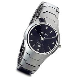 Lancardo Luxuriöse Herren-Armbanduhr aus Wolframstahl mit Strasssteinen, mit Kalender, 2 Stück von Lancardo