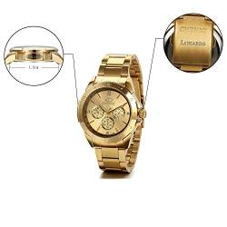 Lancardo Uhr mit Foto Gravur,Herren Edelstahl Armbanduhr Gold Business Casual Analog Quarz Herren Uhren Gold Zifferblatt Personalisierte Geschenk für Papa von Lancardo