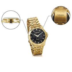 Lancardo Uhr mit Foto Gravur,Herren Edelstahl Armbanduhr Gold Business Casual Analog Quarz Herren Uhren schwarz Zifferblatt Personalisierte Geschenk für Papa von Lancardo