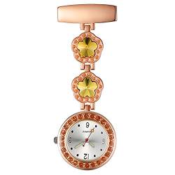 Silverora 1PCS Blume Krankenschwester Uhr Frauen Mädchen Kristall Anstecknadel mit Stethoskop Revers Fob Taschenabzeichen Brosche Uhren Leuchtend für Arzt Krankenschwester Rose Gold von Lancardo