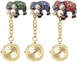 Silverora 3PCS Brosche Krankenschwester Uhr mit Stethoskop Revers Taschenabzeichen Pin auf Uhren Elefant Brosche für Arzt Krankenschwester für Frauen Mädchen von Lancardo