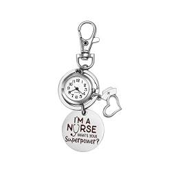 Silverora Schlüsselring Uhr mit Pflegewerkzeug Charm für Krankenschwestern Ärzte Taschenuhr mit Schlüsselschnalle Label Fob Watch Clip on Rucksack Watch Sport Easy Carry von Lancardo