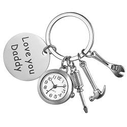 Silverora Uhr mit Schlüsselanhänger, Analog Quarzuhr mit Werkzeug Anhänger Geschenk für Vater Papa Herren Rucksack Gürtel Outdoor Vatertag von Lancardo