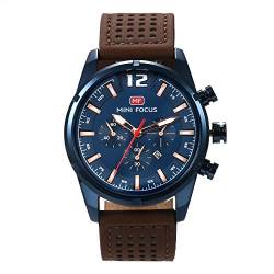 Uhren Herren Luxus Wasserdicht Sport Analog Quarzuhr Männer Silikon Business Fashion Armbanduhr Mann Runde braun Uhr von Lancardo