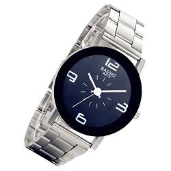 lancardo Herren Damen Uhr, Valentine Casual Quarz Armbanduhr mit Edelstal Armband, schwarz Zifferblatt mit Digital Ziffern(2 Stück) von Lancardo