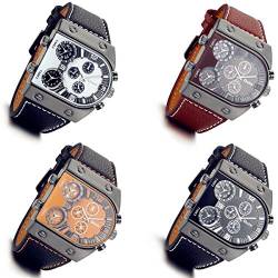 lancardo Herren Fashion Uhr mit 3 Quarz-Uhrwerk Zifferblatt Leder Band (4 Stück) von Lancardo