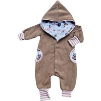 Land-Juwelen Overall Strickoverall beige braun Waschbär Blätter Babygeschenk Jacke Taufe von Land-Juwelen