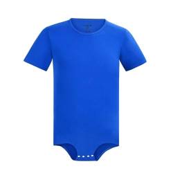 Landofgenie Herren Druckknopf Schritt Shirt Bodysuit Kurzarm Leotard Unterhemd Romper Einteiliger Bodysuit Blau 3XL von Landofgenie