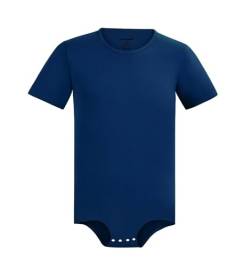 Landofgenie Herren Onesie Pyjamas für Erwachsene One Piece Pyjamas Kurzarm Crotch Bodysuit Top Shirt Romper Dunkelblau L von Landofgenie