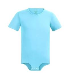 Landofgenie Herren Onesie Pyjamas für Erwachsene One Piece Pyjamas Kurzarm Crotch Bodysuit Top Shirt Romper Hellblau 2XL von Landofgenie