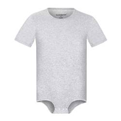 Landofgenie Herren Onesie Pyjamas für Erwachsene One Piece Pyjamas Kurzarm Crotch Bodysuit Top Shirt Romper Hellgrau 3XL von Landofgenie