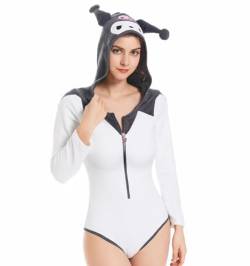 Landofgenie Womens Bodysuit Baumwolle Bodysuit Onesie Pyjamas Cosplay Outfits Grau 4XL von Landofgenie