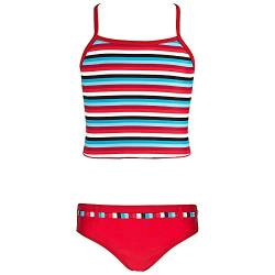 Landora® gestreifter Mädchen Tankini in rot/türkis/weiß - Oeko-Tex® Standard 100 in Größe 152 von Landora