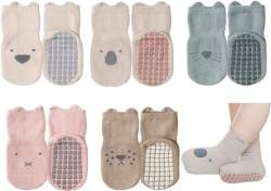 Landotter Rutschfeste Babysocken für Junge Mädchen 5 Paar Kleinkinder Anti Rutsch Socken Sportsocken Stoppersocken (Babysocken 01, 6-12 Monate) von Landotter