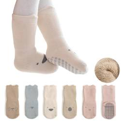Rutschfeste Socken Kleinkinder 5 Paar Winter Warme Baby Stoppersocken AntiRutsch Socken für Jungen Mädchen (3-5 Jahre, A1) von Landotter