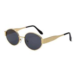 Landrain Retro Oval Metall Rahmen Männlich Damen Sonnenbrille, Rund UV400 Sunglasses von Landrain