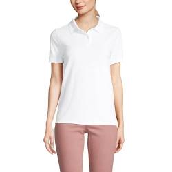 Lands' End Damen Poloshirt Petite Mesh Baumwolle Kurzarm - Weiß - Medium von Lands' End