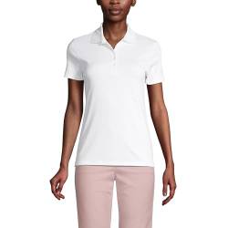 Lands' End Damen Poloshirt aus Supima-Baumwolle, kurzärmlig - weiß - Klein von Lands' End