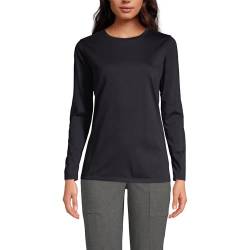 Lands' End Damen Relaxed Supima-Baumwolle Langarm Rundhals T-Shirt, Schwarz, 2X von Lands' End