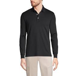 Lands' End Herren Langarm Supima Poloshirt, Schwarz, XL von Lands' End