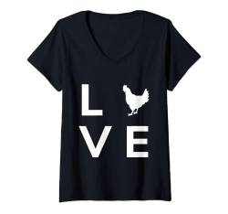 Damen Hühner Landwirt Bauer Huhn Henne Hähnchen Geflügel-Bauer T-Shirt mit V-Ausschnitt von Landwirt T-Shirts und Bekleidung Bauer nordishland