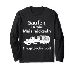 Mais häckseln Landwirt Bauer Bier saufen Alkohol trinken Langarmshirt von Landwirt T-Shirts und Bekleidung Bauer nordishland