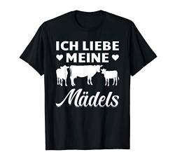 Ich liebe meine Mädels Damen Geschenk Kuh T-Shirt von Landwirtschaft Tiermotiv Kuh Geschenke