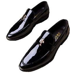 Herren Loafers Fashion Pointed Toe Flache Lackschuhe Schuhe Slip-On Party Rot Blau Einfarbig British Ankle Formal Schuhe von LangfengEU