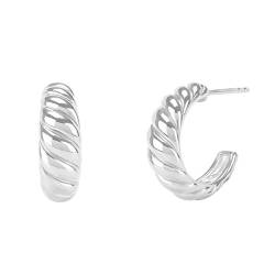 Brandlinger ® Ohrringe Silber 925. Ohrringe gold und Silber Croissant. Schmuck Damen vergoldet mit 18 Karat für Frauen und Mädchen. Durchmesser der Creolen: 17mm von Langro Living