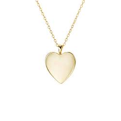 Herzkette aus 925 Silber (14k vergoldet). Goldkette als Geschenk für Damen und Mädchen mit 40 + 5 cm Kettenlänge und 16 mm Anhänger von Langro Living