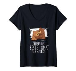 Offizielles Beste Oma Schlafshirt für Großmütter Muttertag T-Shirt mit V-Ausschnitt von Langschläfer Morgenmuffel Schlafanzug Geschenkidee