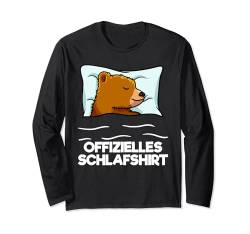 Offizielles Schlafshirt Braunbär Nachthemd Pyjama Schlaf Langarmshirt von Langschläfer Morgenmuffel Schlafanzug Geschenkidee