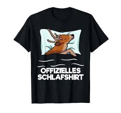 Offizielles Schlafshirt Hirsch Pyjama Nachthemd Schlaf T-Shirt von Langschläfer Morgenmuffel Schlafanzug Geschenkidee